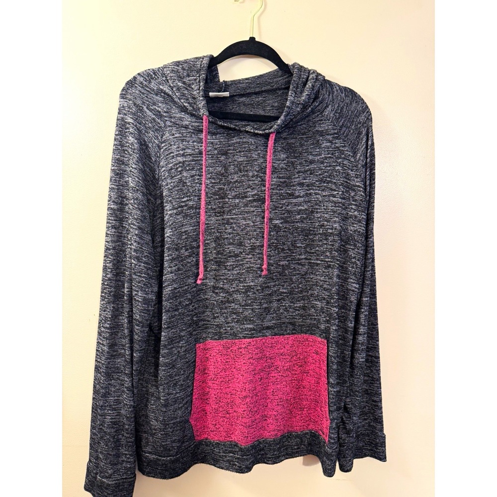 hello mello Carefree Threads XL Gray Pink Colorblock Pullover Hoodie